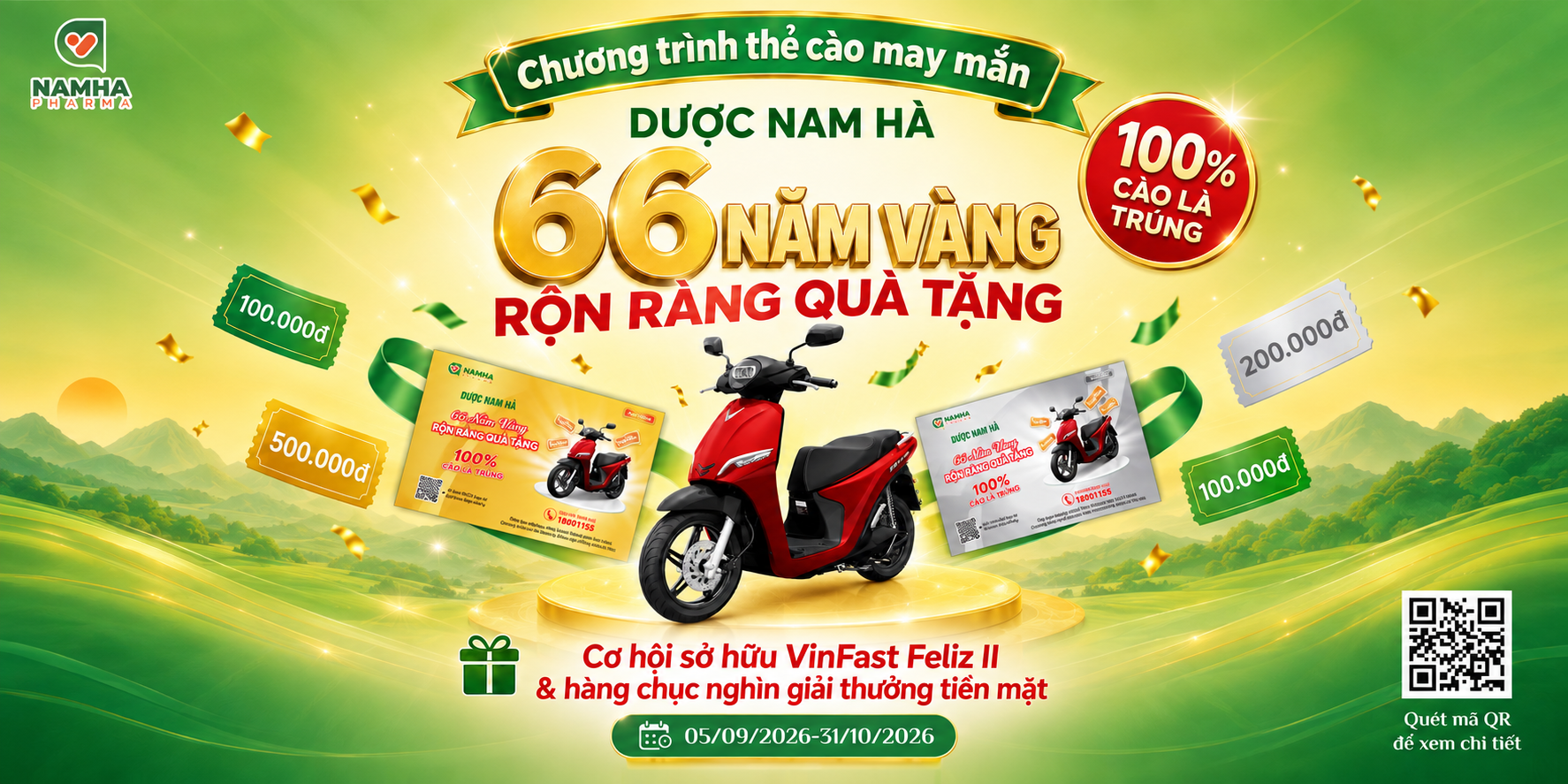 Chương trình thẻ cào may mắn: “Dược Nam Hà: 66 năm vàng – Rộn ràng quà tặng”